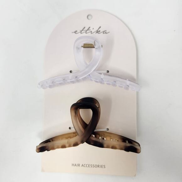 Ettika Claw Clips Hair Accessories Set of 2 New in Package Pale Purple and Brown - Picture 1 of 5
